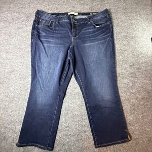 Slink Jeans Curvy Ankle Crop Dark Wash Denim Pants Size 20 Zipper Hem Womems